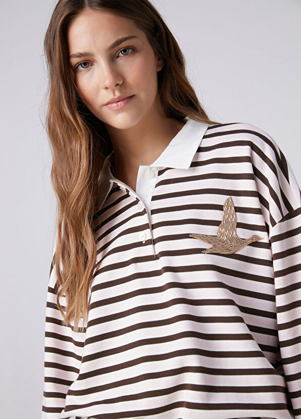 Beymen Club Brown Pink Striped Sweatshirt - 2