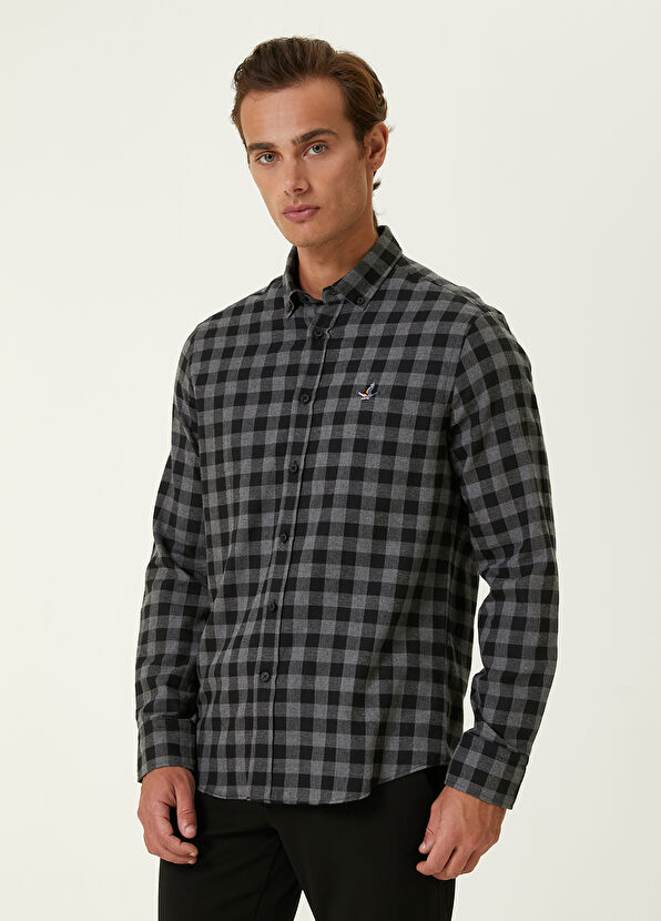 Beymen Club Comfort Fit Antrasit Ekoseli Flanel Gömlek - 3