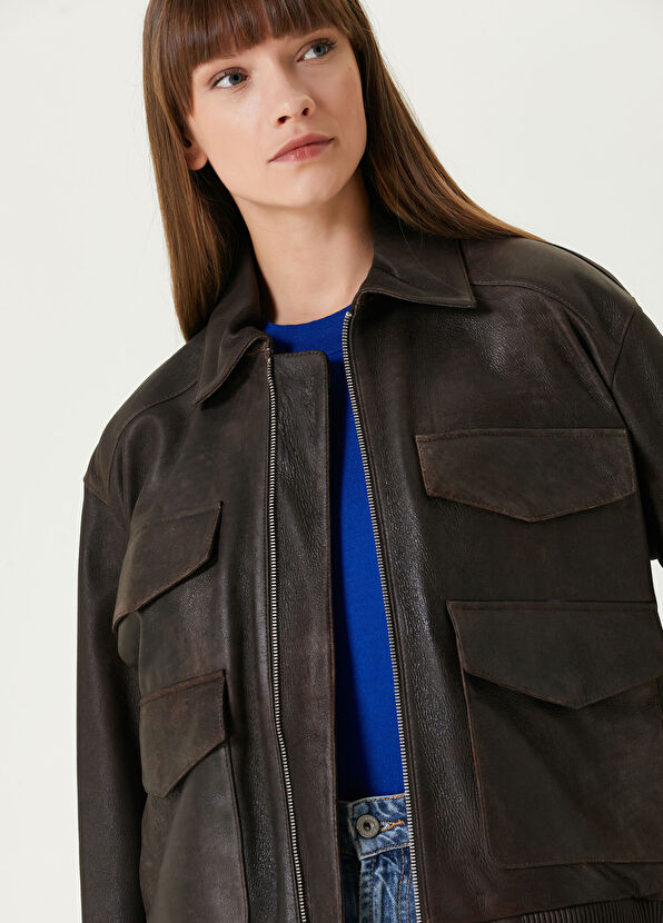 Academia Kahverengi Deri Ceket - 2