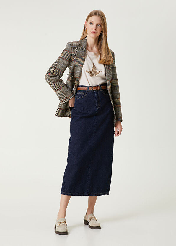 Beymen Club Beige Embellished Logo Crepe Blouse - 3