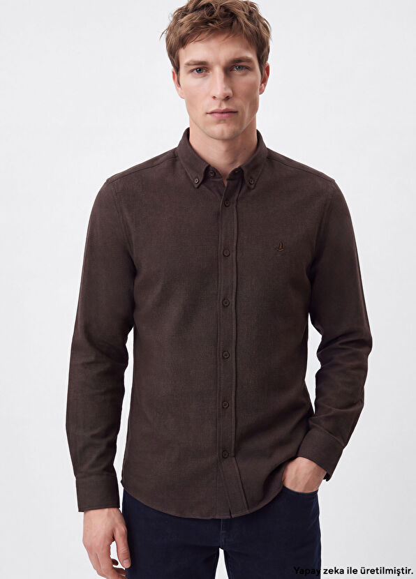 Beymen Club Comfort Fit Armürlü Çift Renkli Flanel Gömlek - 1