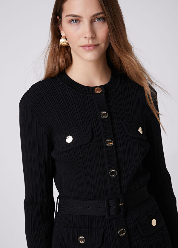 Beymen Club Black Belted Knit Jacket - 2
