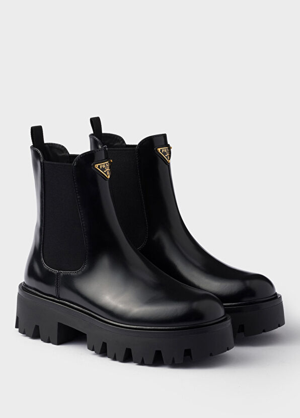 Siyah Fırçalanmış Deri Kadın Bot - Görsel 3