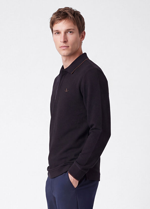 Beymen Club Comfort Fit Dark Navy Ottoman Polo Sweatshirt - 3