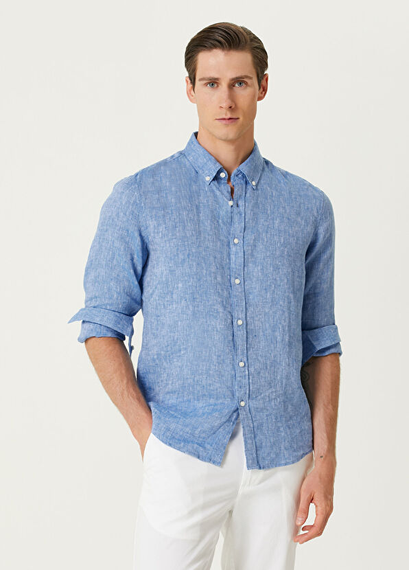 Michael Kors Mavi Keten Gömlek - 1