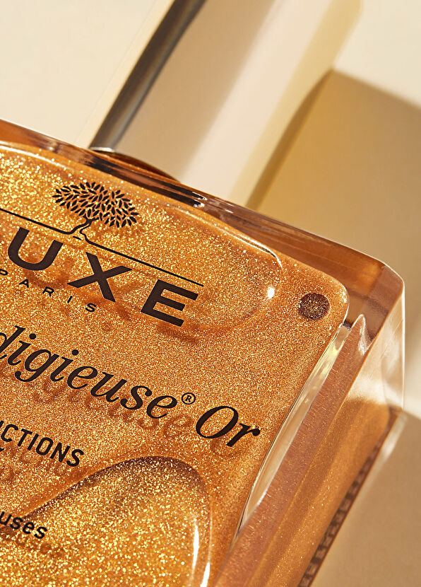 Nuxe Gold Glitter Face Hair and Body Multi-Purpose Dry Oil 100 ml + Body Massage Brush - 3