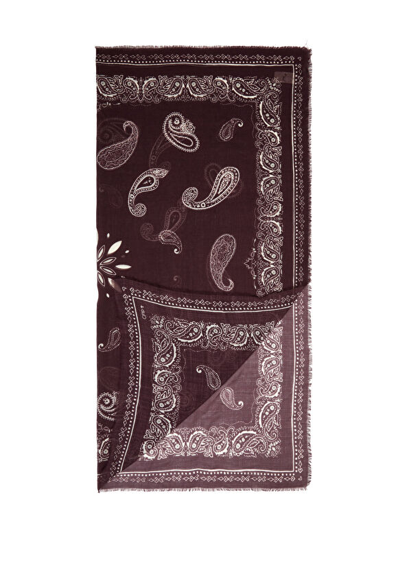 Beymen Club Burgundy Women's Silk Blend Wool Shawl - 2