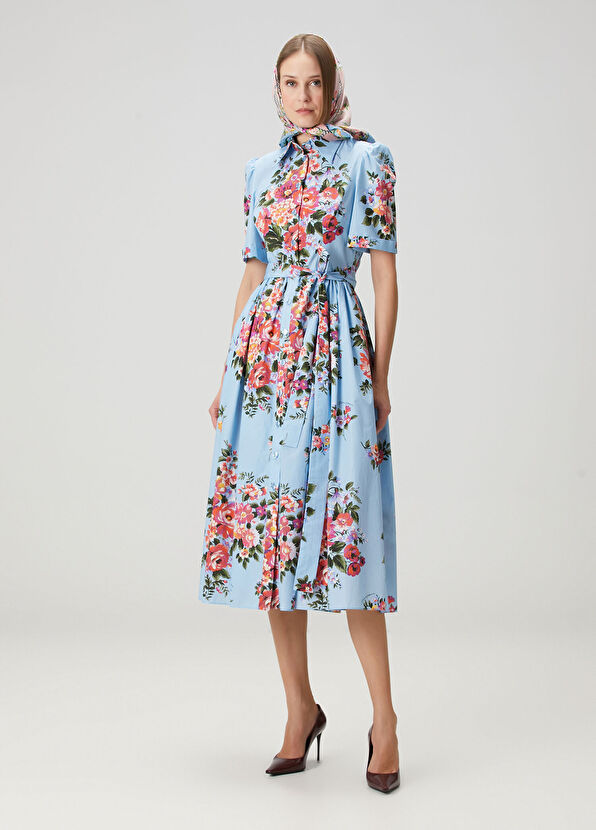 Çok Renkli Midi Elbise - Görsel 2