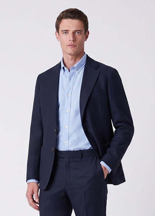 Beymen Club Navy Blue Fine Wool Wool Jacket - 3