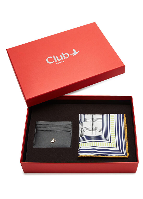 Beymen Club Black Leather Card Holder Scarf Set - 1