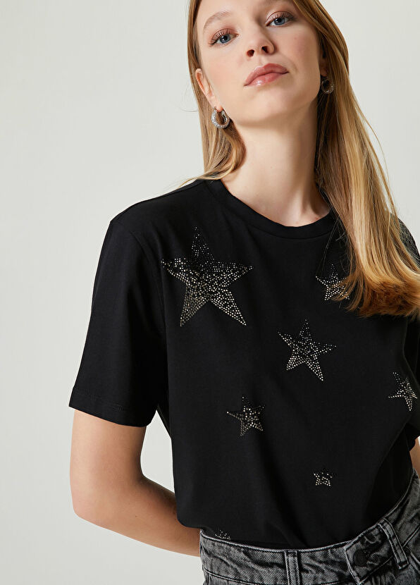 Beymen Club Siyah Yıldız Hotfix Detaylı T-shirt - 2