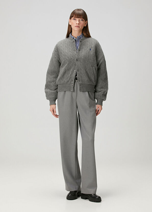 Polo Ralph Lauren Gri Örgü Dokulu Yün Ceket - 2