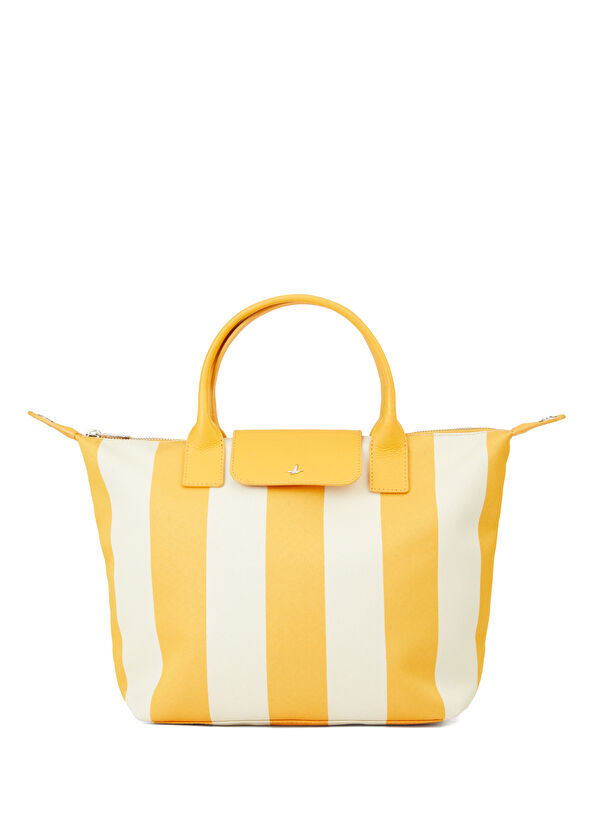 Beymen Club Sarı Beyaz Çizgili Kadın Alışveriş Çantası - 1