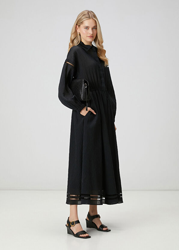 Beymen Club Siyah Nakışlı Gömlek Elbise - 1