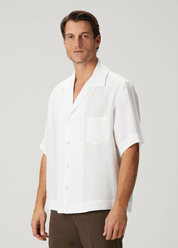 Kiton White Hawaiian Linen Shirt - 3