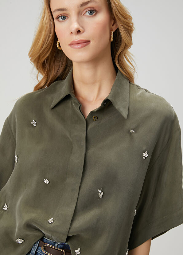 Beymen Club Khaki Stone Embroidered Shirt - 2