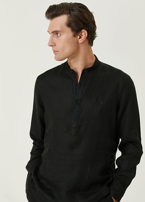 Beymen Club Comfort Fit Black Linen Shirt - 2