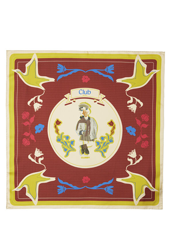 Beymen Club Clubby Burgundy Silk Scarf - 1