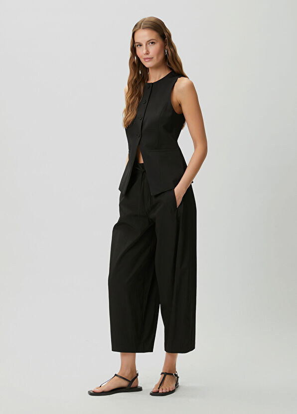 Beymen Club Siyah Teknik Kumaş Uzun Yelek - 3