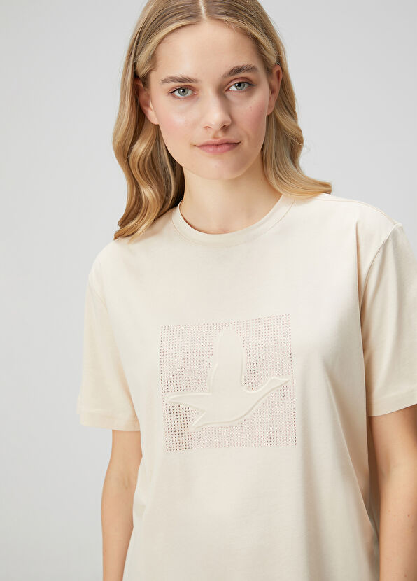 Beymen Club Bej Hotfix Gofre Logolu Bol T-shirt - 2