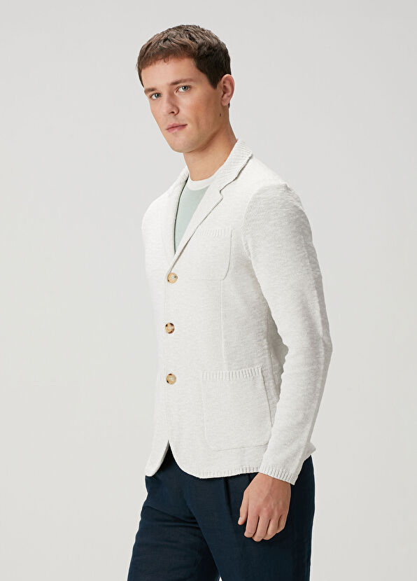 Maurizio Baldassari Beyaz Triko Ceket - 3