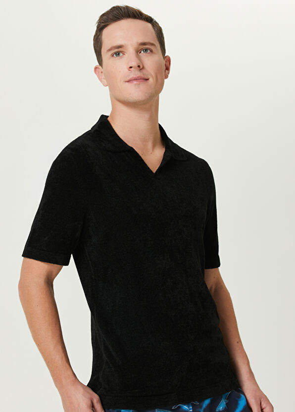 Beymen Club Siyah Havlu Dokulu Kısa Kollu Triko - 2