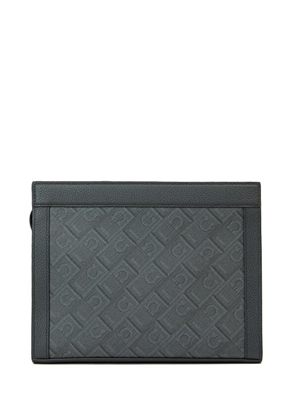 Ferragamo Grey logo patterned men's hand portfolio - 3