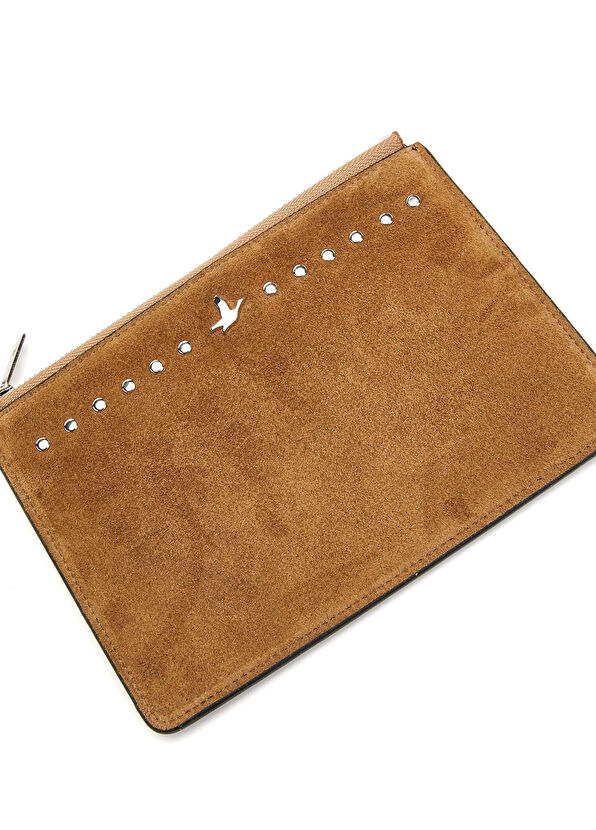 Beymen Club Boho Camel Stud Women's Suede Travel Wallet - 4