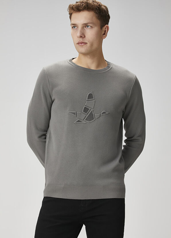 Beymen Club Grey Melange Goose Printed Sweater - 2