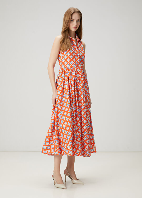 Beymen Club Mercan Desenli Midi Gömlek Elbise - 1