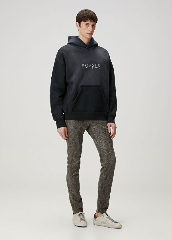 Purple Brand Siyah Kapüşonlu Logo Detaylı Sweatshirt - 2