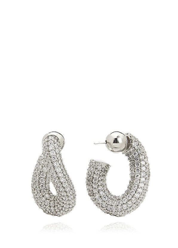 Beymen Club J-Shaped Women's Earrings With Zircon Stones - 1