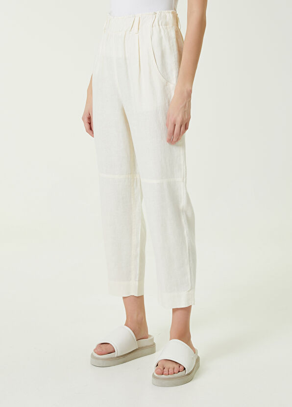 Beymen Club Ekru Dar Paça Keten Pantolon - 2