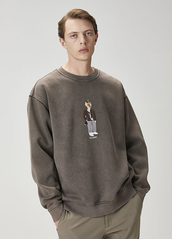 Beymen Club Kahverengi Kaz Nakışlı Sweatshirt - 1