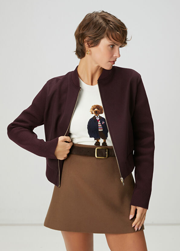 Beymen Club Bordo Yün Kaşe Bomber Ceket - 1