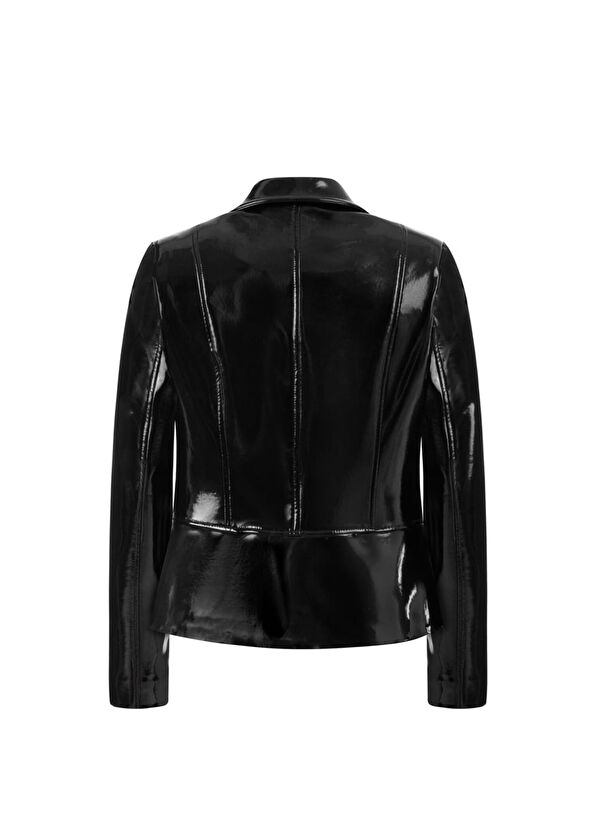 Feel The Lotus Josie Patent Siyah Rugan Kadın Ceket  - 2