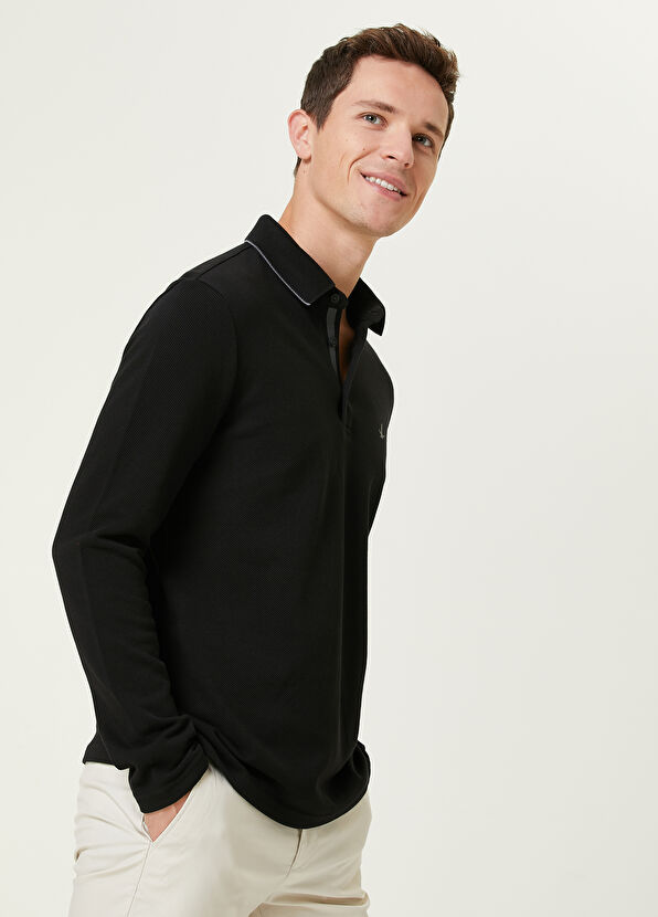 Beymen Club Slim Fit Siyah Polo Yaka Sweatshirt - 2
