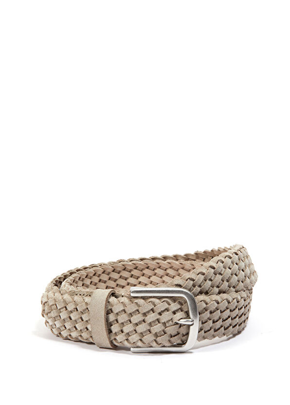 Beymen Club Beige Braided Men's Suede Belt - 1