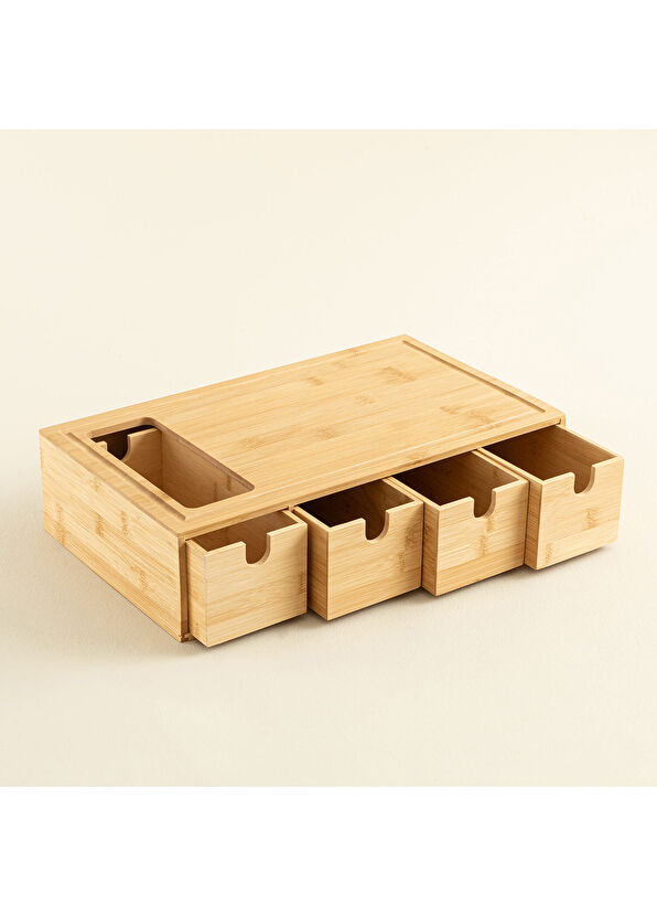 Chakra Ravva  Natural Saklama Kutulu Bambu Kesme Tahtası  - 3