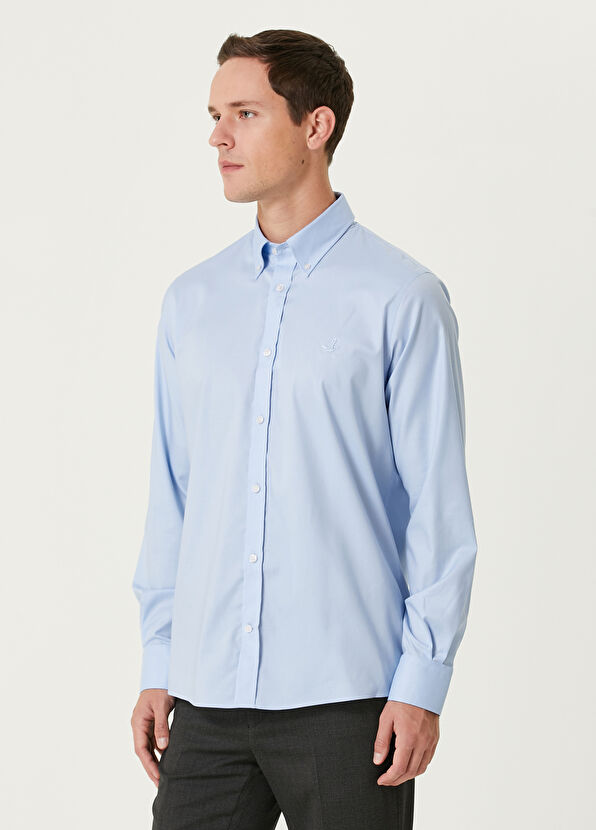 Beymen Club Non-Iron Custom Fit Blue Shirt - 4