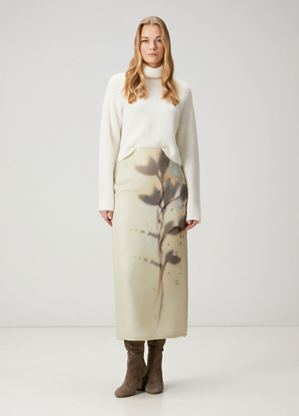 Beymen Club Ekru Çiçekli Maksi Organza Etek - 2