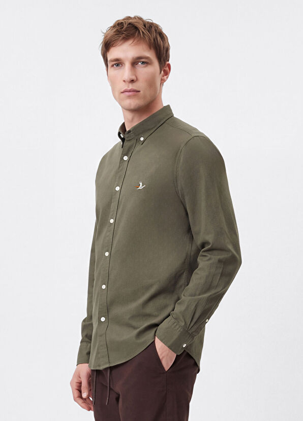 Beymen Club Comfort Fit Khaki Oxford Shirt - 3