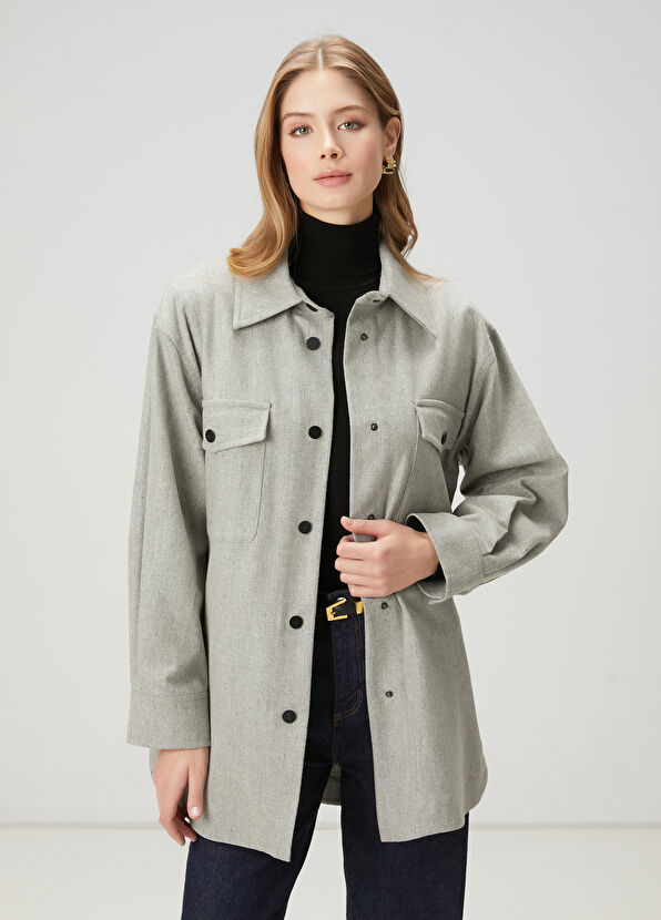 Beymen Club Grey Wool Over Shirt - 1