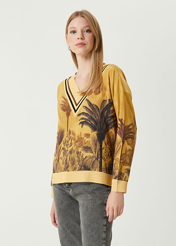Beymen Club Yellow Palm Printed Sweater - 1