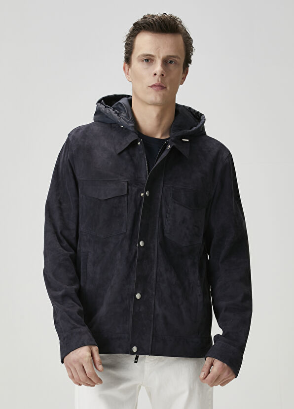 Beymen Club Lacivert Kapüşonlu Süet Ceket - 3