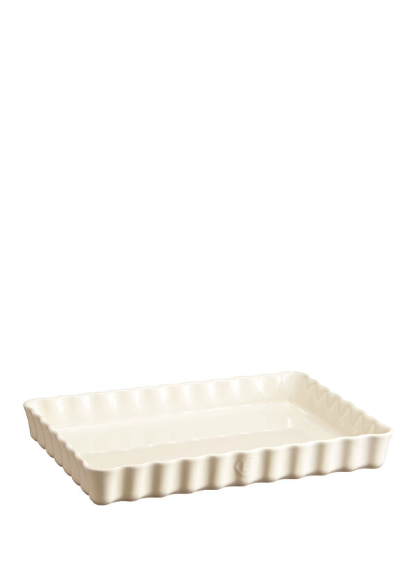 Emile Henry Ecru Ceramic Rectangular Pie Quiche Oven Dish 33x24 cm - 1