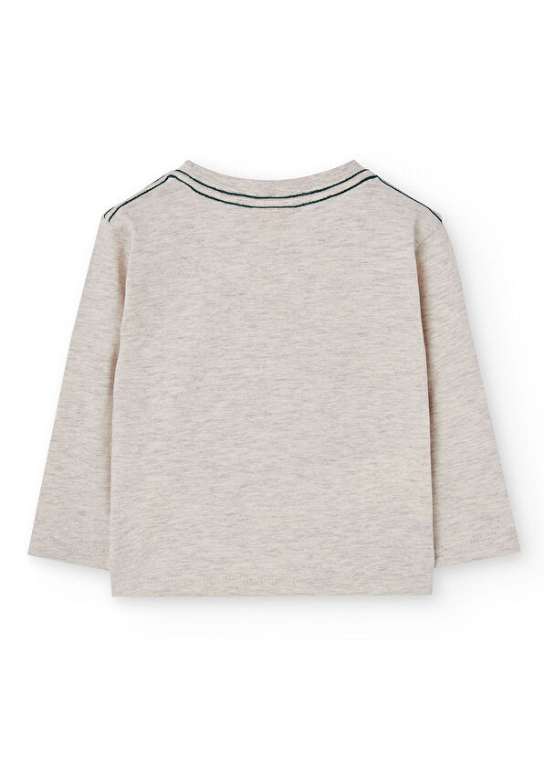 Boboli Ecru Animals Printed Long Sleeve Boys' T-Shirt - 2