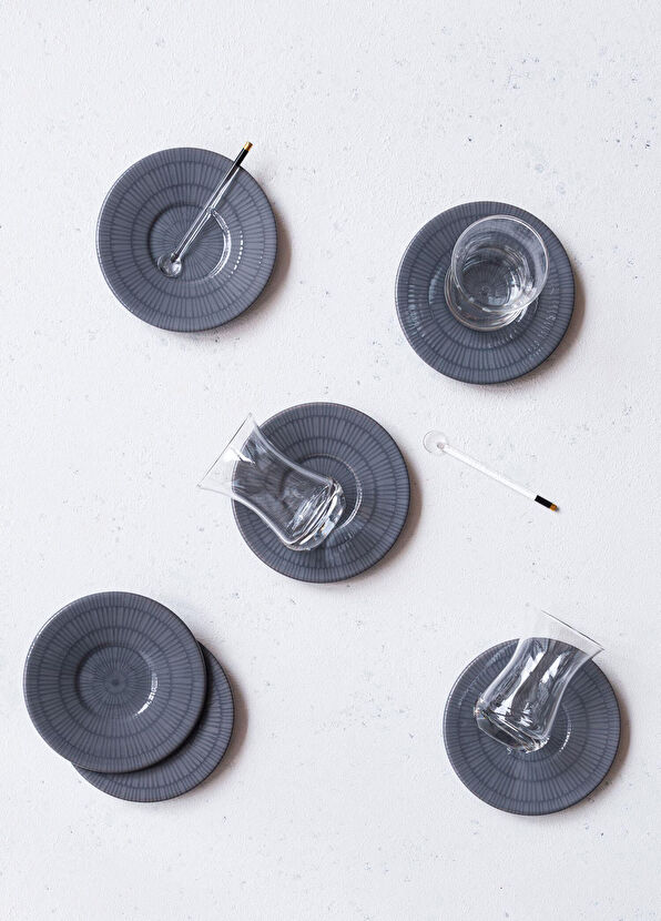 The Mia Noon 6'lı Gri Seramik Çay Tabağı 13 cm - 4