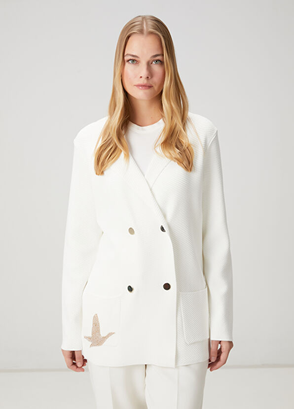 Beymen Club Ecru Double-Breasted Knit Jacket - 1