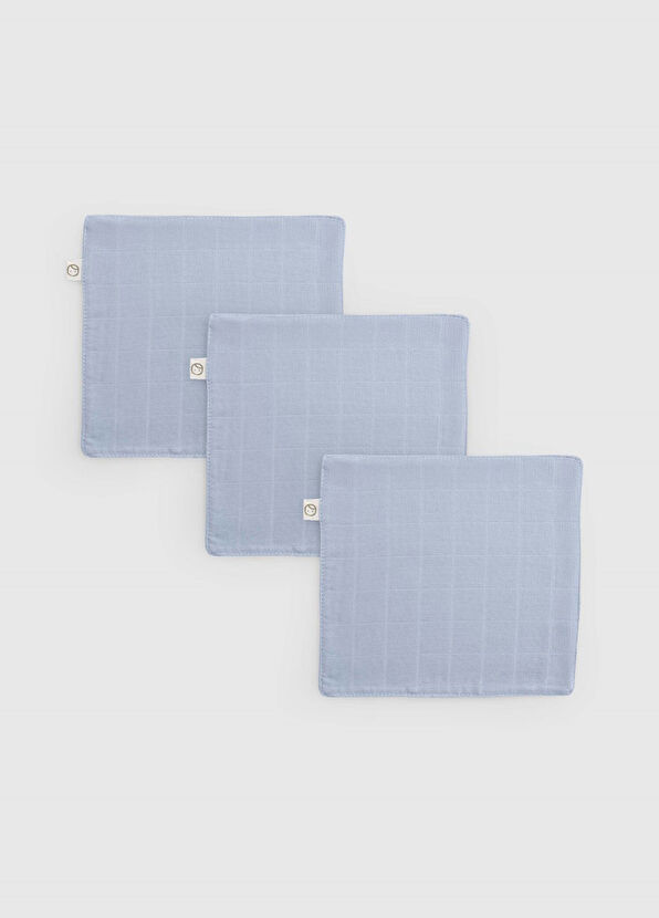 Little Gusto Blue Organic Cotton Muslin Baby Shoulder Mouth Diaper Set - 3